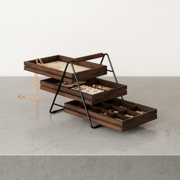 Luxurious 3-Tier Walnut Jewelry Tray - Terrace-Nook & Cranny Gift Store-2019 National Gift Store Of The Year-Ireland-Gift Shop