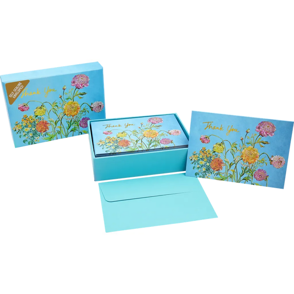 Box Set of 14 (Thank You) Note Cards - Garden Blooms