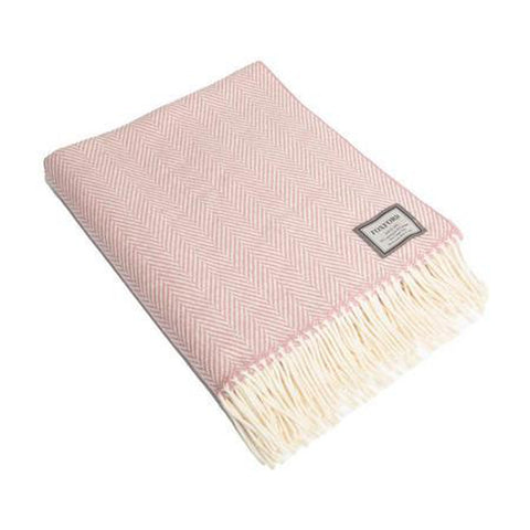 Foxford Cashmere throw in Mauve and White Herringbone-Nook & Cranny Gift Store-2019 National Gift Store Of The Year-Ireland-Gift Shop
