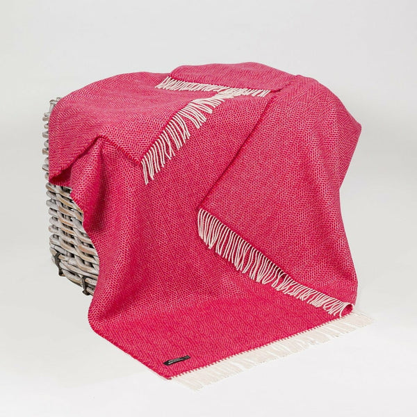 Luxury Cashmere Throw - Raspberry Herringbone-Nook & Cranny Gift Store-2019 National Gift Store Of The Year-Ireland-Gift Shop