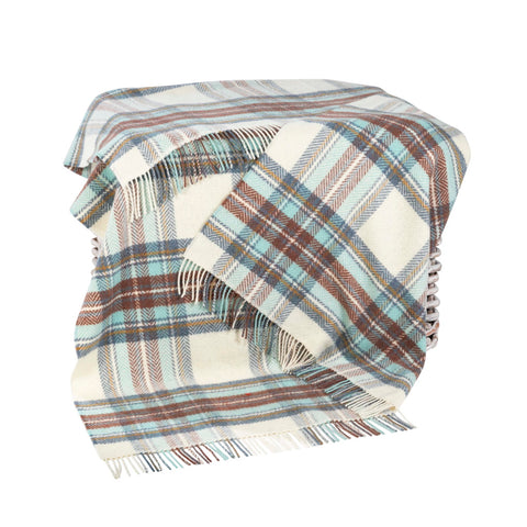 Luxury Cashmere Throw - White Aqua & Rust Plaid-Nook & Cranny Gift Store-2019 National Gift Store Of The Year-Ireland-Gift Shop