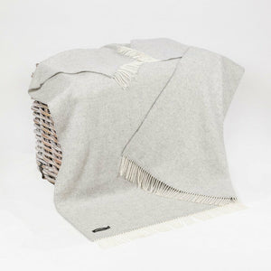 Luxury Cashmere Throw - Pale Grey & Cream Herringbone-Nook & Cranny Gift Store-2019 National Gift Store Of The Year-Ireland-Gift Shop