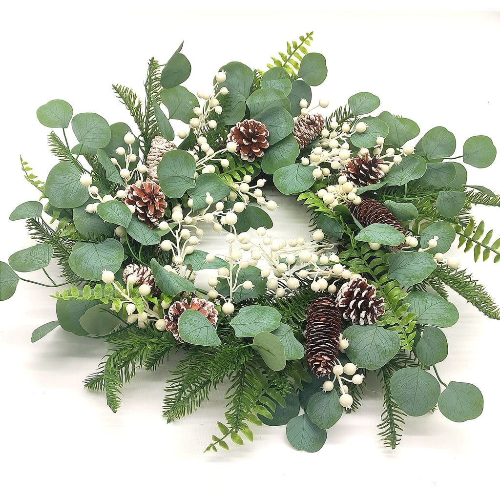 Eucalyptus Wreath with White Berries and Cone-Nook & Cranny Gift Store-2019 National Gift Store Of The Year-Ireland-Gift Shop