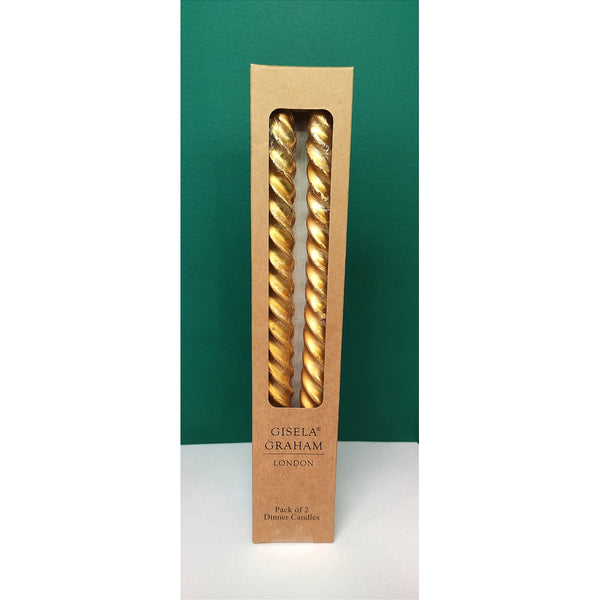 Metallic Taper Twist Dinner Candle - Set of 2-Nook & Cranny Gift Store-2019 National Gift Store Of The Year-Ireland-Gift Shop