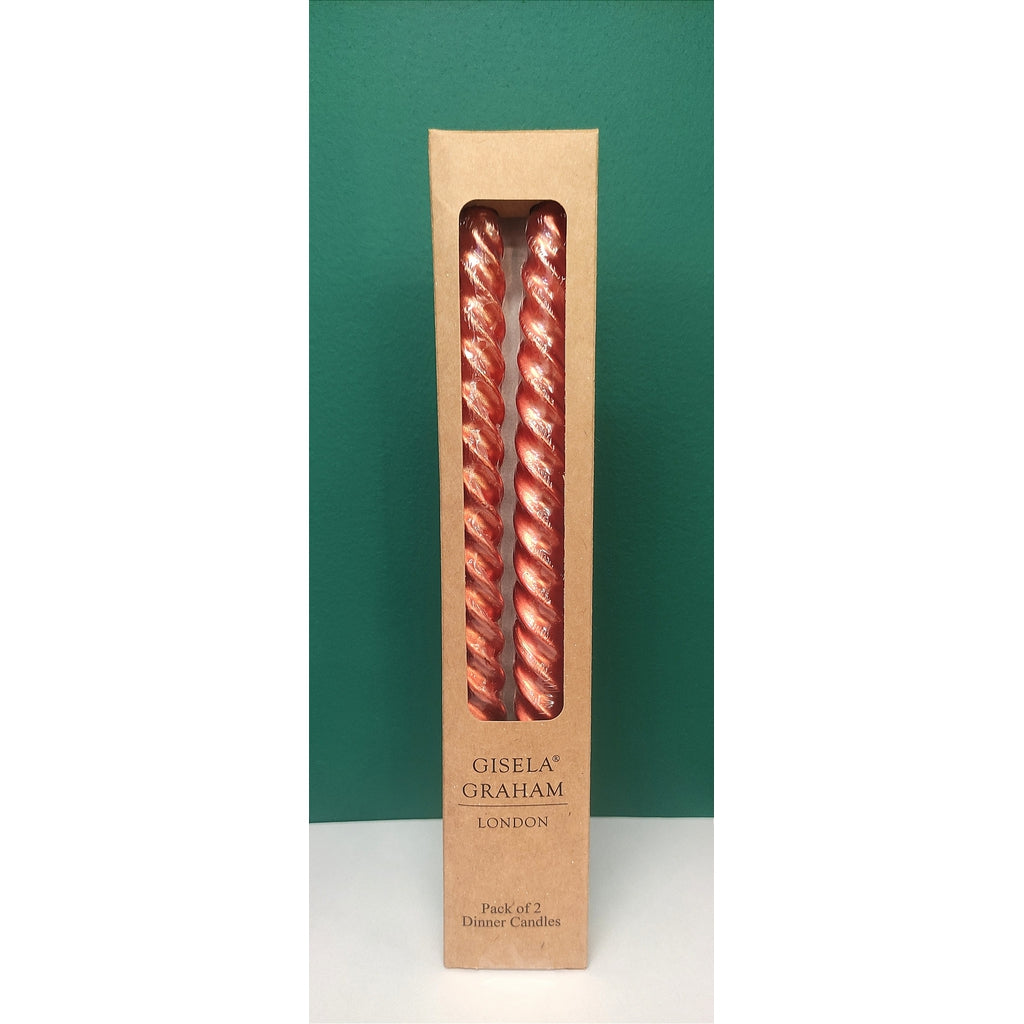 Metallic Taper Twist Dinner Candle - Set of 2-Nook & Cranny Gift Store-2019 National Gift Store Of The Year-Ireland-Gift Shop