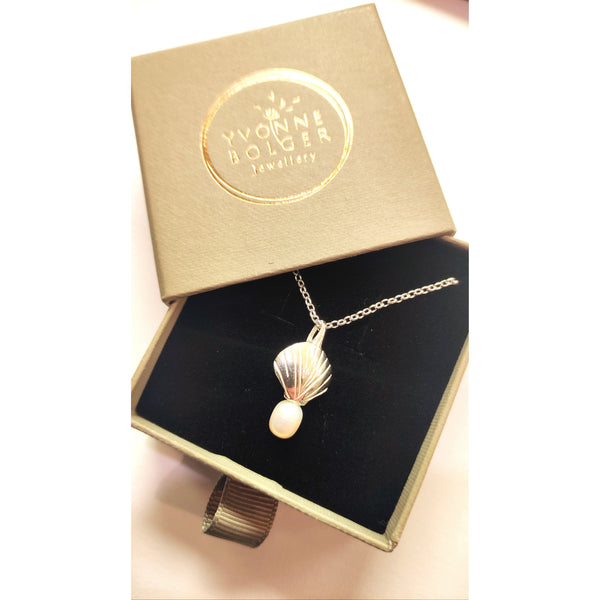 Pearl & Shell Sterling Silver Necklace (18") - Made in Laois!-Nook & Cranny Gift Store-2019 National Gift Store Of The Year-Ireland-Gift Shop