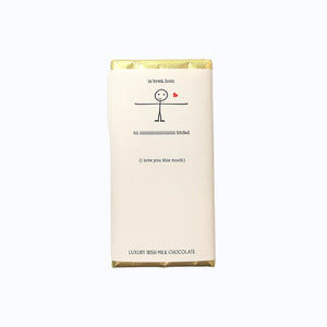 Luxury Irish Milk Chocolate 90g Bar – 'Is brea liom tu i bhfad (Love you this much)-Nook & Cranny Gift Store-2019 National Gift Store Of The Year-Ireland-Gift Shop