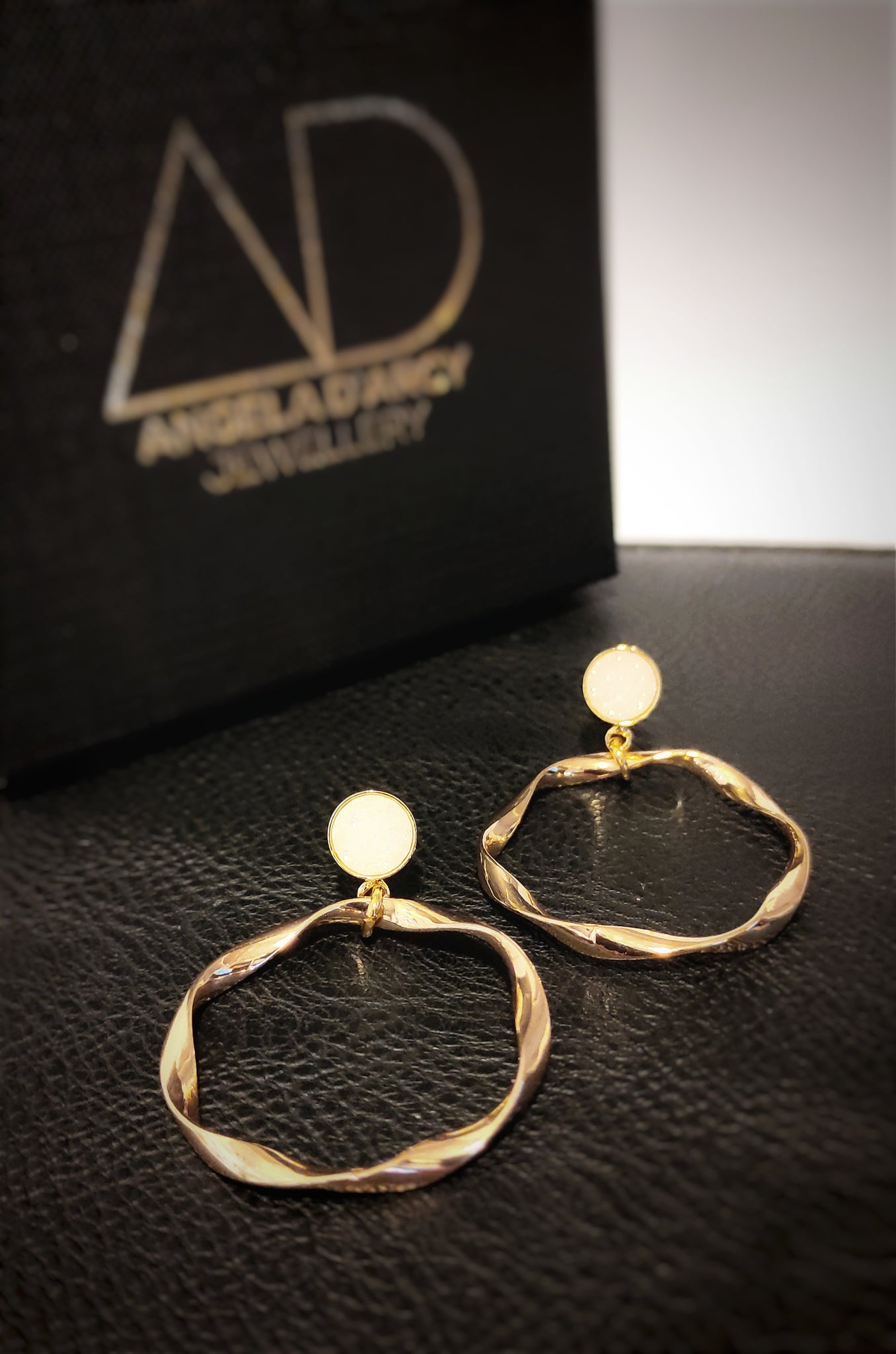 White druzy infinity hoops earrings...-Nook & Cranny Gift Store-2019 National Gift Store Of The Year-Ireland-Gift Shop