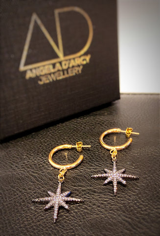 Gunmetal star hoop earrings...-Nook & Cranny Gift Store-2019 National Gift Store Of The Year-Ireland-Gift Shop
