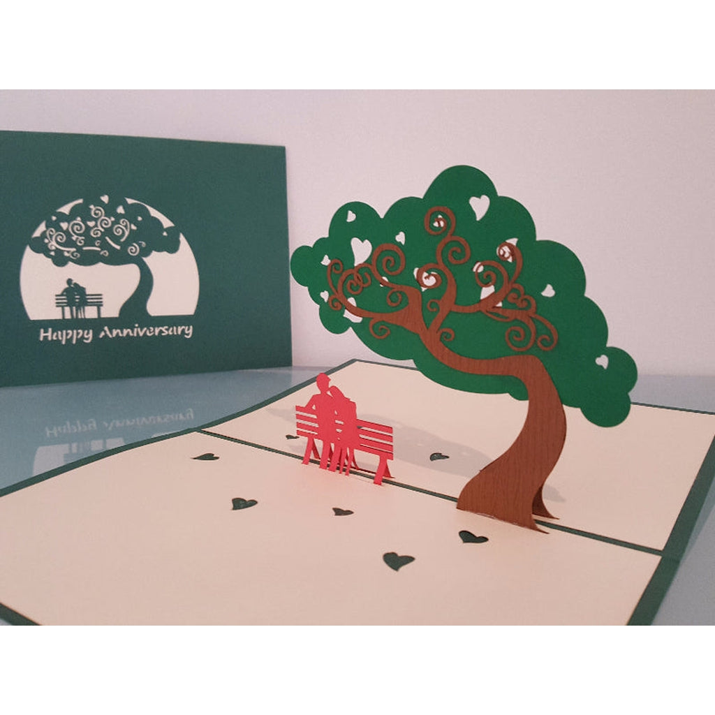 3d Pop up Card - Anniversary couple in a park-Nook & Cranny Gift Store-2019 National Gift Store Of The Year-Ireland-Gift Shop