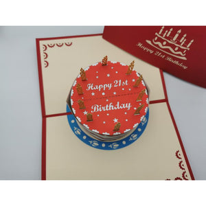 3d Pop up Card - 21st (Cake)-Nook & Cranny Gift Store-2019 National Gift Store Of The Year-Ireland-Gift Shop