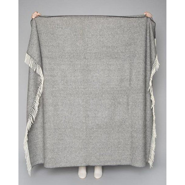 Foxford cashmere blanket in grey, bone and natural white - Belleek-Nook & Cranny Gift Store-2019 National Gift Store Of The Year-Ireland-Gift Shop