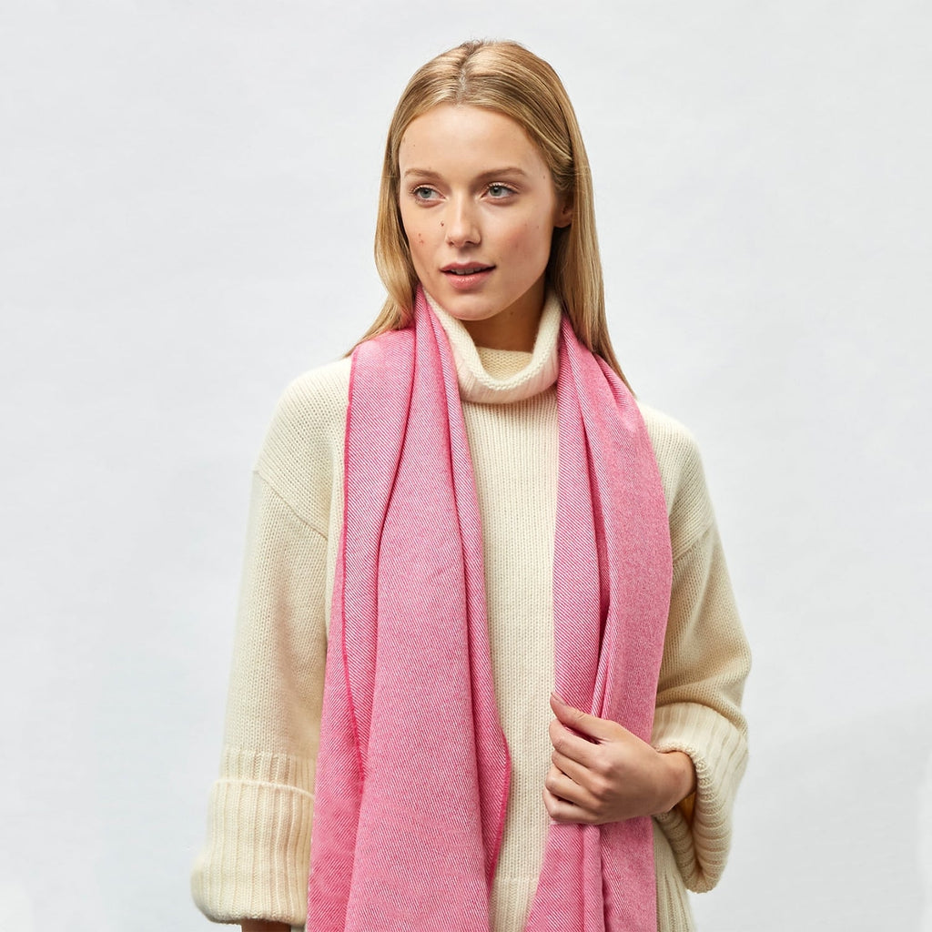 Extra Fine Merino Wool Foxford Giant Scarf - Pink Twill-Nook & Cranny Gift Store-2019 National Gift Store Of The Year-Ireland-Gift Shop