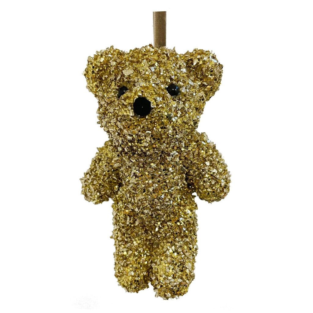 Gold Glittered Hanging Decoration - Teddy Bear-Nook & Cranny Gift Store-2019 National Gift Store Of The Year-Ireland-Gift Shop