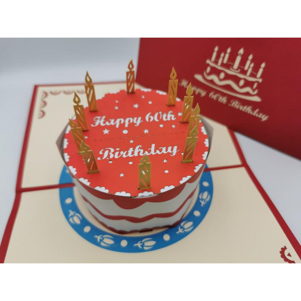 3d Pop up Card - 60th (Cake)-Nook & Cranny Gift Store-2019 National Gift Store Of The Year-Ireland-Gift Shop