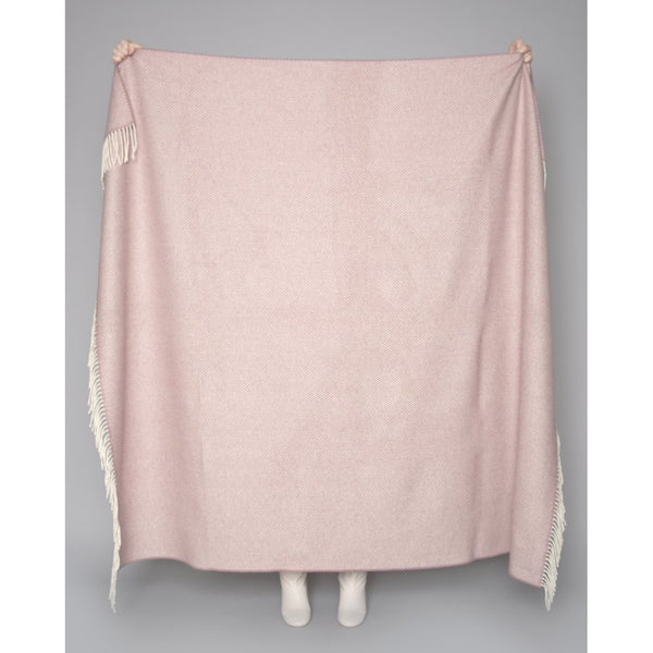Foxford Cashmere throw in Mauve and White Herringbone-Nook & Cranny Gift Store-2019 National Gift Store Of The Year-Ireland-Gift Shop