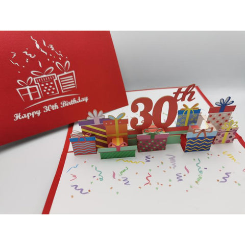 3d Pop up Card - 30th (Presents)-Nook & Cranny Gift Store-2019 National Gift Store Of The Year-Ireland-Gift Shop