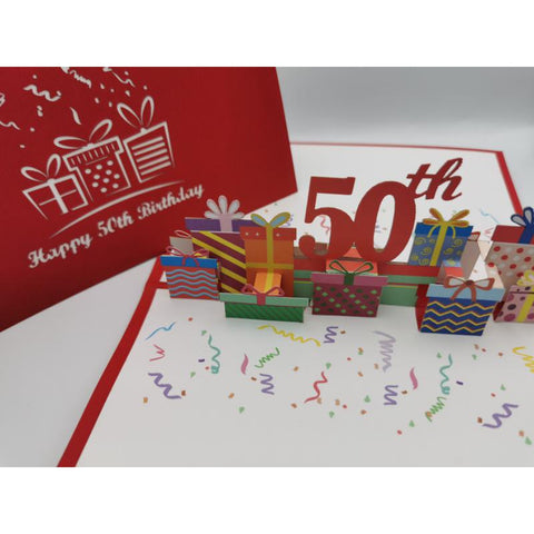 3d Pop up Card - 50th (Presents)-Nook & Cranny Gift Store-2019 National Gift Store Of The Year-Ireland-Gift Shop