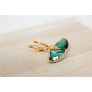 Emerald Fan Deco Earrings (Short)-Nook & Cranny Gift Store-2019 National Gift Store Of The Year-Ireland-Gift Shop