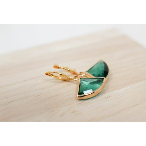 Emerald Fan Deco Earrings (Short)-Nook & Cranny Gift Store-2019 National Gift Store Of The Year-Ireland-Gift Shop