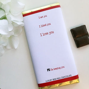 I met you, I liked you, I love you- Luxury Irish Milk Chocolate 90gBar-Nook & Cranny Gift Store-2019 National Gift Store Of The Year-Ireland-Gift Shop