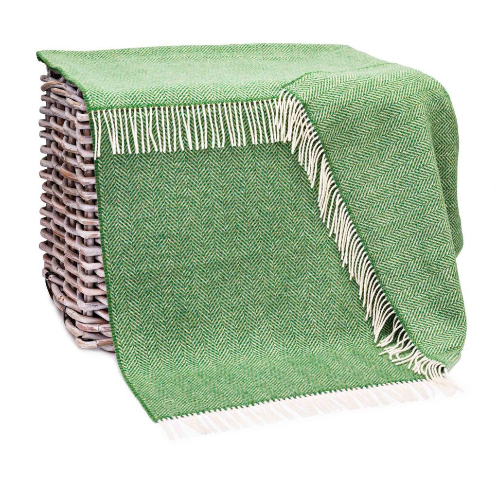 Luxury Cashmere Throw - Grassy Green Herringbone-Nook & Cranny Gift Store-2019 National Gift Store Of The Year-Ireland-Gift Shop