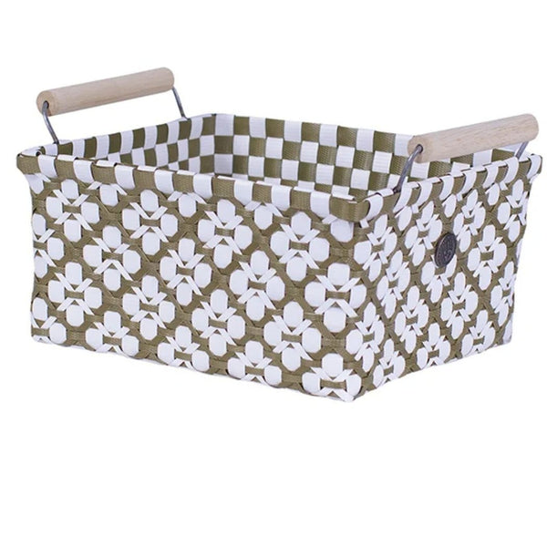 Useful Green & White Storage Basket With Handles-Nook & Cranny Gift Store-2019 National Gift Store Of The Year-Ireland-Gift Shop
