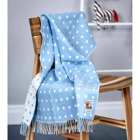 Baby Blue and White Spot 100% Lambswool Foxford Baby Blanket-Nook & Cranny Gift Store-2019 National Gift Store Of The Year-Ireland-Gift Shop