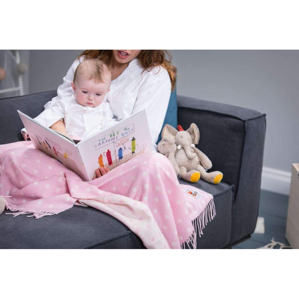 Baby Pink Spot 100% Lambswool Throw-Nook & Cranny Gift Store-2019 National Gift Store Of The Year-Ireland-Gift Shop