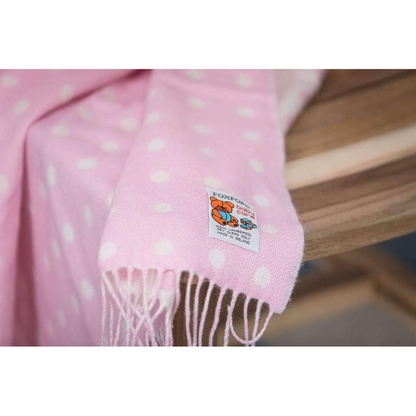 Baby Pink Spot 100% Lambswool Foxford Throw-Nook & Cranny Gift Store-2019 National Gift Store Of The Year-Ireland-Gift Shop