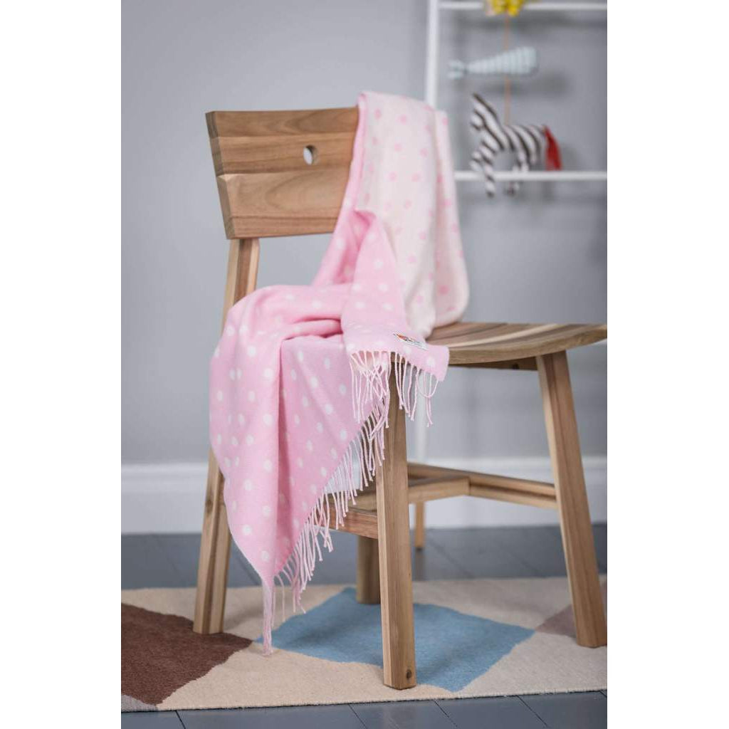 Baby Pink Spot 100% Lambswool Foxford Throw-Nook & Cranny Gift Store-2019 National Gift Store Of The Year-Ireland-Gift Shop