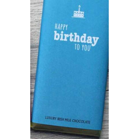 Luxury Irish Milk Chocolate 90g Bar – ‘Happy Birthday to you’ (Blue)-Nook & Cranny Gift Store-2019 National Gift Store Of The Year-Ireland-Gift Shop