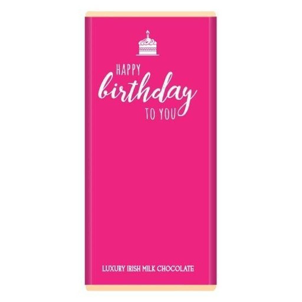 Luxury Irish Milk Chocolate 90g Bar – ‘Happy Birthday to you’ (Pink)-Nook & Cranny Gift Store-2019 National Gift Store Of The Year-Ireland-Gift Shop