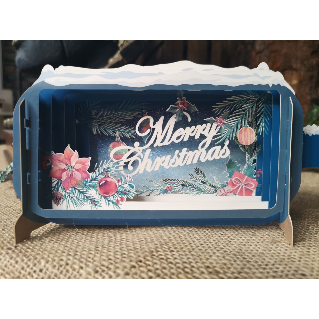 Merry Christmas 3D Card - Flat pack to post but a lovely ‘pop up’ surprise for the recipient-Nook & Cranny Gift Store-2019 National Gift Store Of The Year-Ireland-Gift Shop