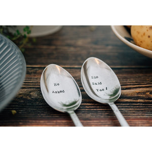 Vintage Silver Serving Spoon Set - 'He asked/She said yes'-Nook & Cranny Gift Store-2019 National Gift Store Of The Year-Ireland-Gift Shop