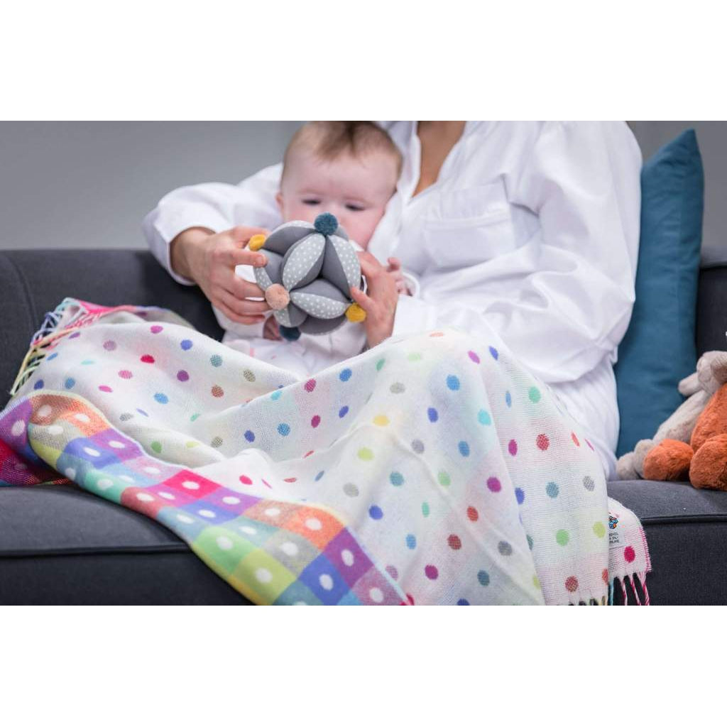 Foxford Rainbow Spot Baby Throw - 100% Lambswool-Nook & Cranny Gift Store-2019 National Gift Store Of The Year-Ireland-Gift Shop